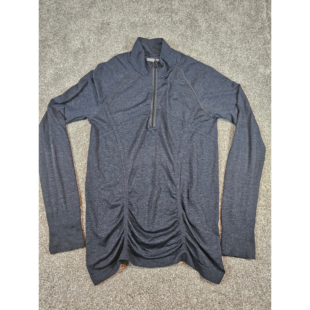 Athleta Momentum Ruched Quarter Zip Pullover Charcoal Grey Heather Size M 964083
